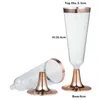 Wegwerpbekers rietjes 24 stks 150 ml plastic roségouden omrande heldere hard feest bruiloft premium fancy champagne bril fluiten fluiten