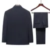 Homem de túnica cinza escuro conjunto de mao masculino chinês com calças 2 peças jaqueta blazer zhongshan e gêmea de calça desgaste 240430