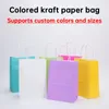 Present Wrap Kraft Paper Bag Custom Hand-Held Printing Logo Packaging Takeout Shopping Pink Purple Red Blue