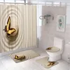 Shower Curtains Colorful Butterfly Curtain Sets Spring Graden Pink Floral Bathroom Decor Non-Slip Toilet Lid Cover Rug Bath Mat