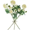 Dekorativa blommor av 6 grädde Ranunculus Artificial Floral Sprays 21 dekoration flickvän vit för dekor bröllop flores secas pequ