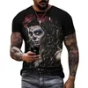 Mexikanischer Schädeltag Herren Grafik T-Shirt Damen Graffiti Kleidung Horror Gothic T-Shirt Modestreet Kleidung Top T-Shirt 240510