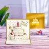 Greeting 3D UPS Birthday Cards Happy Cake Pop-Up Gift For Kids Mom With Envelope Handmade Gifts 0126 s