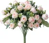 Fleurs décoratives 10 tête bouquet de soie rose artificielle pour décoration de maison de mariage fête de Noël diy faux arrangement floral