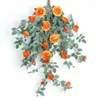 Fiori decorativi 80 cm Wall camelia artificiale sospeso Rattan Rose Vine Fino Flower Basked Decoration