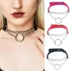 Choker With O-ring PU Leather Chain Collar For Woman Handmade Goth Anniversary Gift