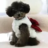 Hundekleidung Rock Welpenkleid dreidimensionale Stickstärke Perlenausschnitt mit Schleppring-Fliege süßer Ladylike für tägliche Verschleiß