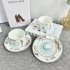 Tassen Untertassen European Bone China Produkte Keramik Kaffeetasse mit Untertassen Blau Nachmittag Tea Tassen Café Home Hotel Tassen Tee -Geschenkbox