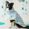 Four Seasons Universal Cartoon Printing Pet Rain Poncho Arafroping Hooded Dog Raincoat Leashable Puppy Bichon Teddy Dog Clothes 240511