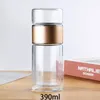 Bottiglie d'acqua da 420 ml di bottiglia da tè ad alta borosilicato in vetro a doppio strato tazza infuser bevanda con filtro