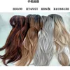 Gradient Color Center Split Bangs en couches longues raies cheveux synthétiques perruque de poils synthétiques fibres pour femmes