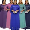 Ethnische Kleidung elegante Party Frauen -Spitzenkleider für Frauen Luxus Crew Hals High Taille Hochzeitskleider Truthahn Muslim Maxi Abendkleid