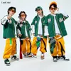 Hip Hop Boys Fashion Baseball Jacket Solid Cargo Pants Girls Cool Streetwear Children Jazz Clothes Set Kids Street Dance Costume 240508