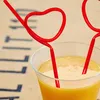 Boire des pailles 2 pcs coeur forme créative de mariage paille cocktail art en plastique dur boisson sweb bar pour la fête (rouge)