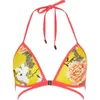 Women's Swimwear Mierside 2024 3Color Summer Monokini Bikini Style Women SwimwearBandage Triangle Cup Bra Print Sexy Panty BK2415