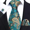 Neck Tie Set Paisley Neck Ties For Men Luxury Silk Print Jacquard Woven Necktie Pocket Square Cufflinks Set Gift Men Wedding Business Tie