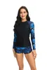 Swimwear pour femmes à manches longues Rashguard rétro à imprimé floral à séchage