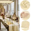 Table Cloth 6Pcs Gauze Cloths European Decorative Ruffled Runners For Wedding Party Decorations Durable (Creamy-White)