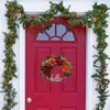 Dekoracyjne kwiaty cukierki wieniec z trzciny cukrowej formularz świąteczny kokardka do drzwi frontowych Fall Orange Czerwona Hortensja ręcznie robiona