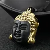 Pendant Necklaces Religion Buddhism Shakyamuni Buddha Bodhisattva Obsidian White Crystal Necklace Mascot Amulet Charm Choker Chain Jewelry