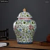 Bottiglie di stoccaggio smalto vaso generale jar ceramico caramella tè caddy distributore contenitori cosmetici barattoli di zenzero decorazioni per la casa vintage