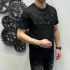 Mens T-shirt Rhinestone Mens T-shirt Cool Print Black Graphic Gothic Glenge Rock Clothing and Free Delivery Basic S 240511