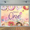 Party Decoration Happy 1st Birthday Pography achtergrond Donut thema Baby Shower Banner Banner Cake Table Supplies Po Studio Props