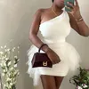 Lässige Kleider 2024 zweiteiliger Set Body und Mesh Rock Sexy White Outfit Party Mini für Frauen Kurzer Sommer CSM12YY23681