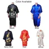 Home Clothing Men Satin Dragon chinois Bathrobe brodé de vêtements de nuit en soie kimono pyjamas de robe de robe lâche décontractée