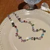 Correntes Colar colorido de cristal para mulheres Cadeia de bracelete