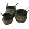 Bamboo Storage Baskets Foldable Laundry Planter Straw Patchwork Wicker Rattan Seagrass Belly Garden Flower Pot Handmade Baskets Garden 32CM