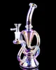 9,3 inch heldere dubbele kamers neo fab ei regenboog haakhaakglas bong dabber rig recycler pijpen water bongs rookpijp 14 mm vrouwelijk gewricht us magazijn