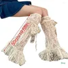 Femmes chaussettes L5YC Star -Lolita Lace Trim Boot Stockings 80s Party Dance Legwarmer