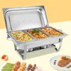 BYMAOCAR 3 PAN VOEDSEL WARMER roestvrijstalen buffet Set 1*Water Pan3*Voedselcatering met dekselvouwbare standaard voor Elsbrunches 240511