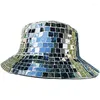 Berets Disco Ball Fisherman Hat Bling Dance Cap Pargin Cow Boy Bucket Mirror Fedora