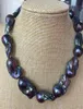 Fast Real Fine Pearls Bijoux Superbe 3035 mm Énorme Collier de perle bleu baroque Baroque 20inch 925S2406222