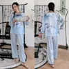 Home Clothing Two Piece O-Neck Rayon Pajamas Suit Chinese Style Pyjamas Homewear Women Print Sleepwear Nightwear Casual Pijamas Sleep Set
