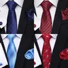 Set di cravatte set di lusso 100% cravatta in seta tasca a tasca quadrati di petto di petto set cravatta per uomini accessori per abbigliamento rosso blu
