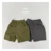 Byxor 2024 Summer Childrens Pants for Boys and Girls Casual Pocket Work Shorts Baby Western Korean Edition