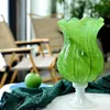 Vasen Kohl geformte Papagei Grüne weiße Porzellanbasis Sturm Laternenhand handgefertigtes Glas Vase Wassernahrung Blumendekoration