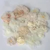 Fleurs décoratives 20pcs set beige série mix 20 styles mousseline en mousseline de soie robe de mariée rose robes de mariée pour cachets décoration de casse-tête bricolage