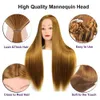 Mannequin Heads 100% höghögtemperatur Fiber Hair Human Model Head 65cm Brud Frisyr Training Wig With Stand Cosmetic Doll Q240510