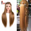 Mannequin Heads Professional Training Head 65cm Natural Barber Practice Human Model Doll 7 Styles avec supports Q240510