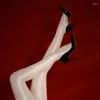 女性の靴下は股間を開いている /光沢のあるサテンヨガレギンス120dオイルシャイニーハイウエストシェーピングパンストポールダンスクラブウェア