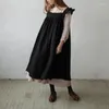 Abiti casual abito in lino di cotone per donne 2024 estate sexy manica petalo bottona senza schiena spiaggia boho maxi long