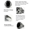 Anel de ágata preto turco para homens Pure 925 Sterling Silver Vintage esculpida com oval grande pedra natural anéis masculinos do presente de joias 240509