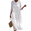 Casual Dresses Summer Dress Elegant Doll Collar Midi For Women Chic Pleated Pullover With Button Detail Stylish Wear Long