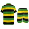 Мужские спортивные костюмы Jamaica Flag Men Set Set Black Yellow Green Stripes повседневные шорты Fitnes