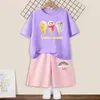 Шепая для одежды Summer Girls Clothing Set Mite мороженое сладкая футболка+шорты с двумя частями детской детской спортивной одежды 3-14 лет L2405