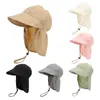 Berets Summer Childret Bucket Hat Toddler Soleil avec châle Bouchage de natation à sec extérieur pour les garçons et les filles Protection UV de plage